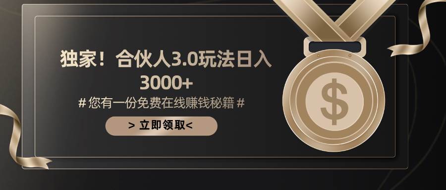 游戏合伙人3.0，日入3000+，无限扩大的蓝海项目-源码交易网