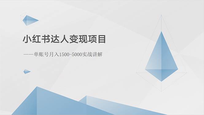 小红书达人变现项目：单账号月入1500-3000实战讲解-源码交易网