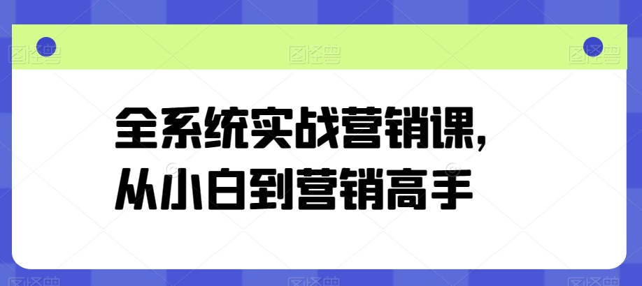 全系统实战营销课，从小白到营销高手-源码交易网