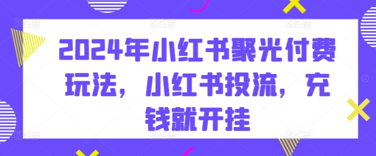 2024年小红书聚光付费玩法，小红书投流，充钱就开挂-源码交易网