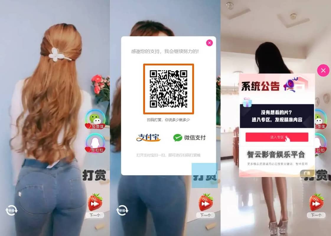 H5随机短视频滑动版带打赏源码，可封装APP软件或嵌入式观看-源码交易网