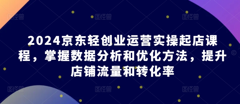 2024京东轻创业运营实操起店课程，掌握数据分析和优化方法，提升店铺流量和转化率-源码交易网