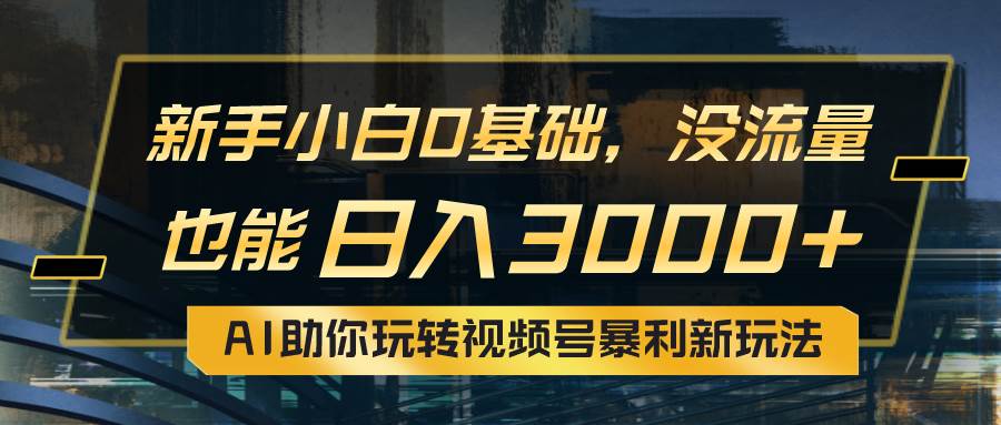 小白0基础，没流量也能日入3000+：AI助你玩转视频号暴利新玩法-源码交易网