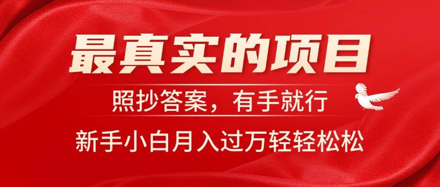 最真实的项目，照抄答案，有手就行，新手小白月入过万轻轻松松-源码交易网